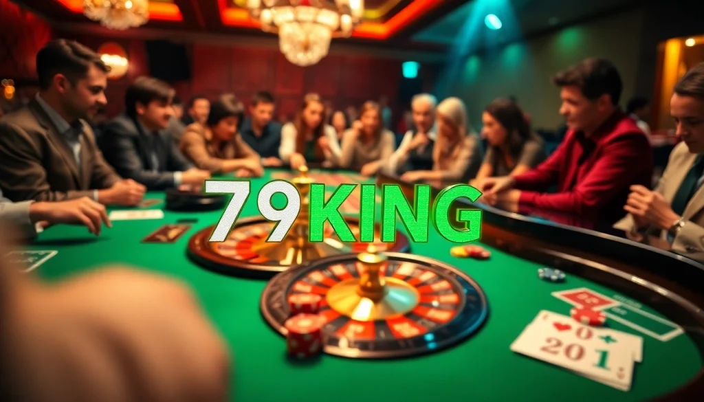 Experience thrilling gameplay at 79KING's casino with vibrant roulette tables and excited players.